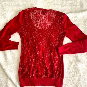 Lace gold and red sweater